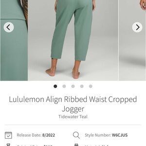 lululemon athletica Align Ribbed Waist Cropped Jogger - Teal